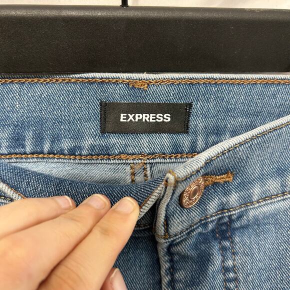 Express Slim Super High Waisted Jeans NWT Women's Sz 18S Light Wash Raw Hem - Picture 4 of 10